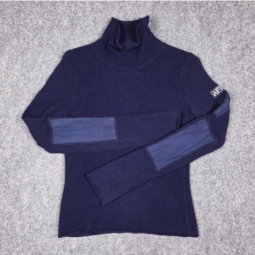 Vintage Y2K Abercrombie & Fitch Turtleneck Sweater Small Navy Lambswool Utility